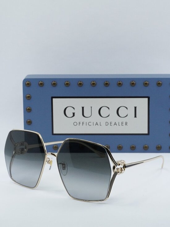 Gucci Accessories - Gucci GG1322SA 001 Square Sunglasses - Gold/Grey Gradient